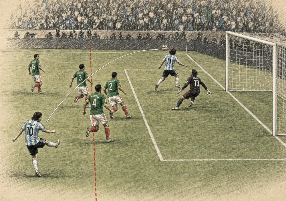 Croquis pericial del caso: El offside de Tevez
