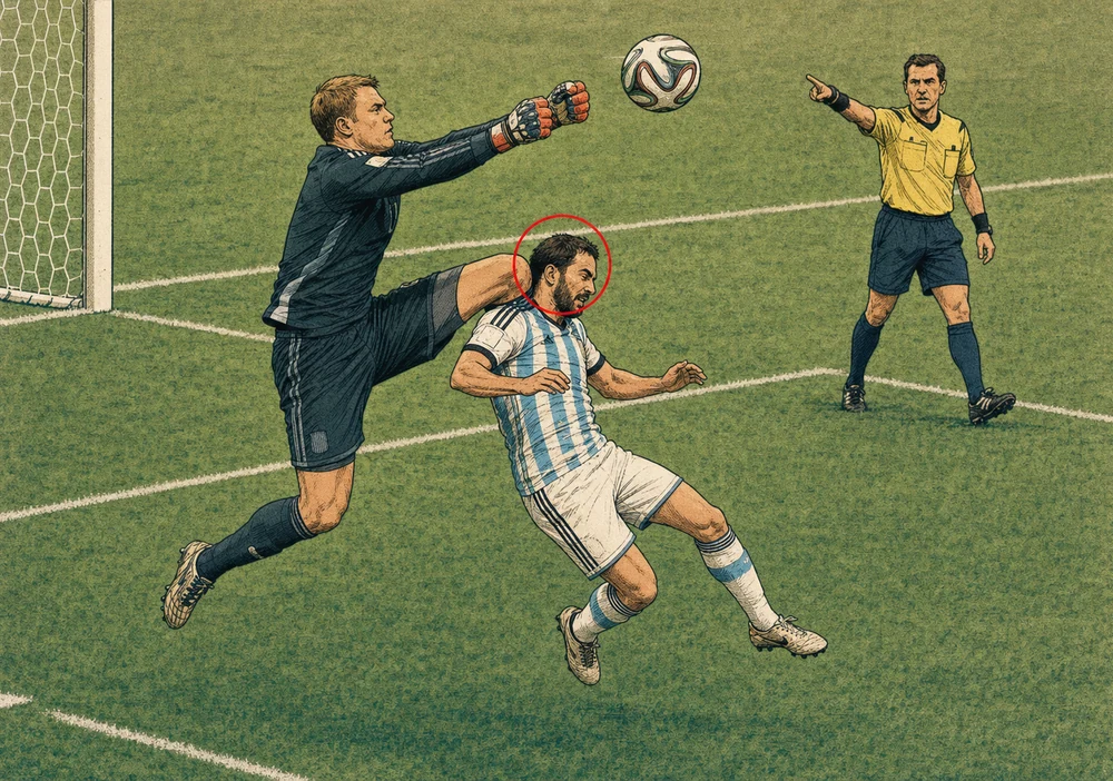 Croquis pericial del caso: La rodilla de Neuer